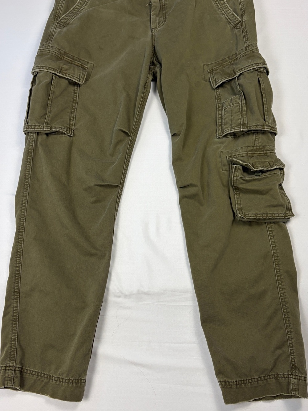 Abercrombie Fitch Cargo Pants Men 32x34 Loose Paratrooper Green Military pockets